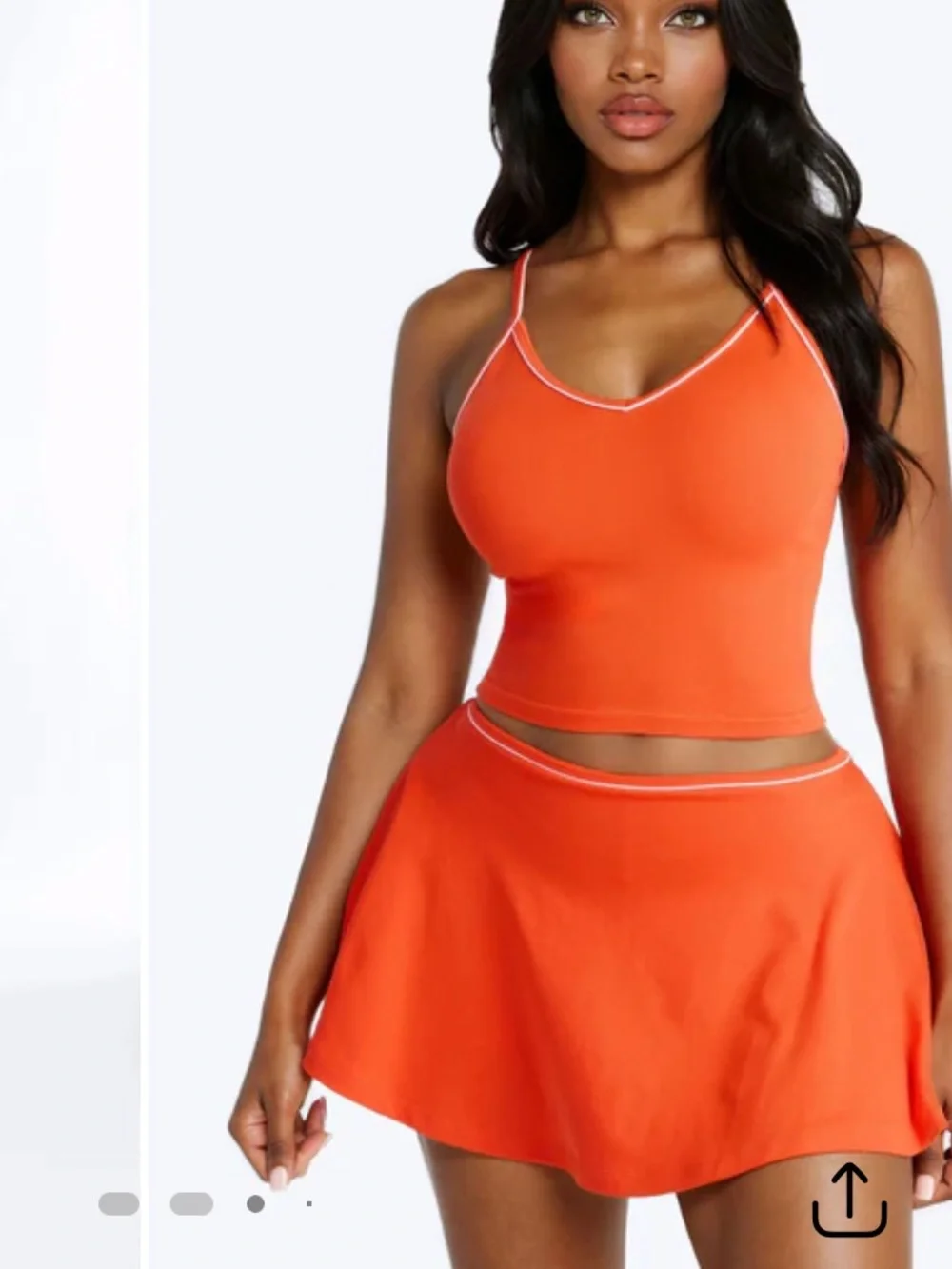 Ribbed Mini Skirt Two-Piece Set - Bright orange - Picture 1 of 1